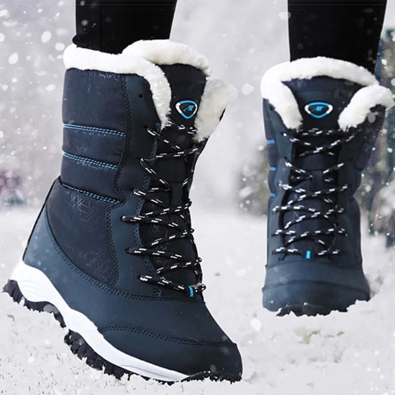 Boots Heels Winter Boots Women Lightweight Snow Boots Fur Combat Platform Botas Mujer Ankle Footwear Short Winter Shoes Woman