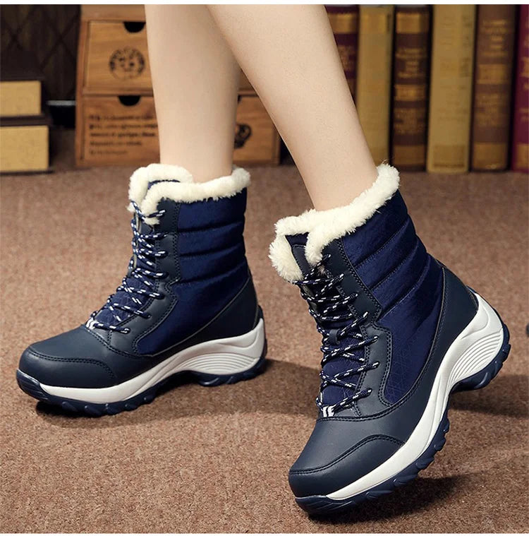 Boots Heels Winter Boots Women Lightweight Snow Boots Fur Combat Platform Botas Mujer Ankle Footwear Short Winter Shoes Woman