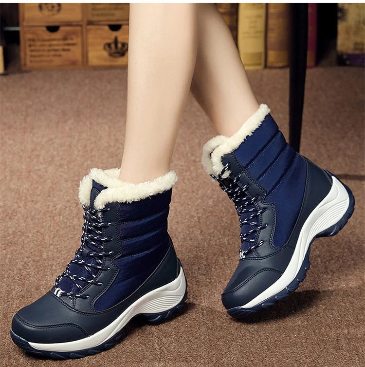 Boots Heels Winter Boots Women Lightweight Snow Boots Fur Combat Platform Botas Mujer Ankle Footwear Short Winter Shoes Woman