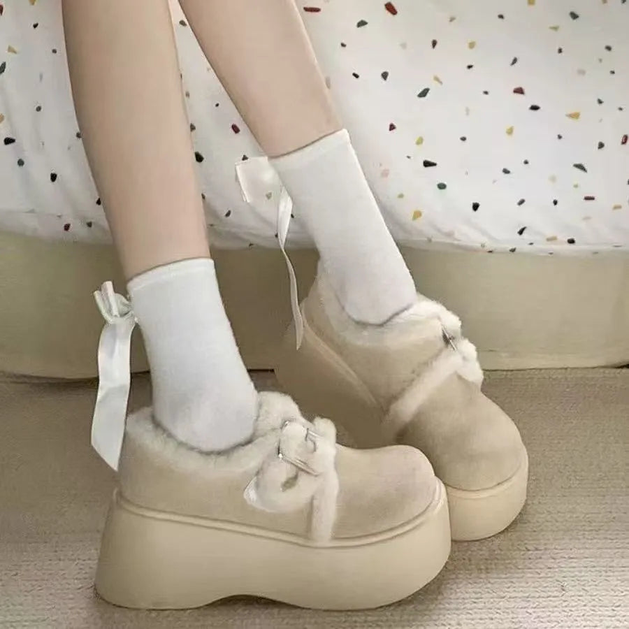 Snow boots for women in autumn and winter of 2025 new retro style with thick velvet and versatile warm cotton shoes