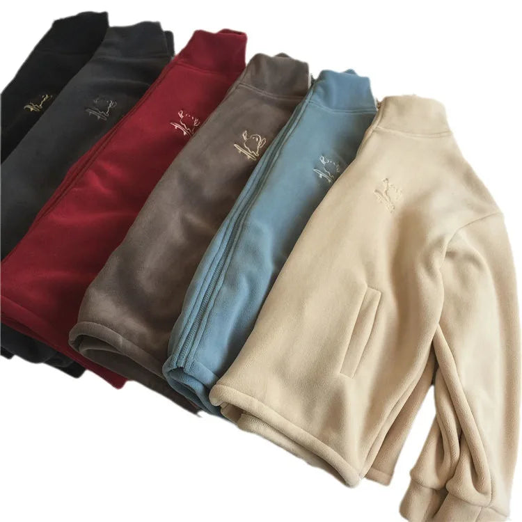 Winter Fleece Jacket for Women in Autumn Winter Lamb Wool Plus Velvet Sweatshirt 2025 New Style