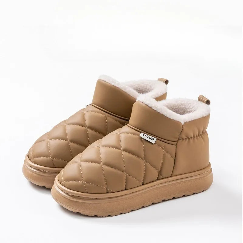 Winter Thick-Soled Slippers for Women Fashion Waterproof Snow Boots Indoor Outdoor Non-Slip Warm High-Top Cotton Shoes
