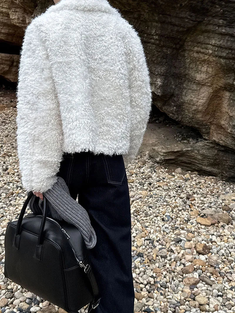 2024 Women Winter Warm Coat Furry Lambswool Coat Turn Down Coat Thick Jacket Tops For Women Coat Casaco Feminino