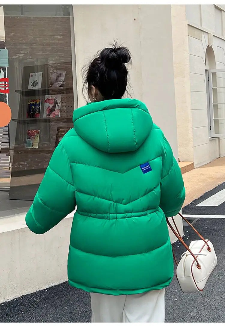 New Winter Women Down Cotton Jackets Casual Oversized Parkas Thick Warm Hooded Pattern Coats Female Winter Outwear Sports Parkas