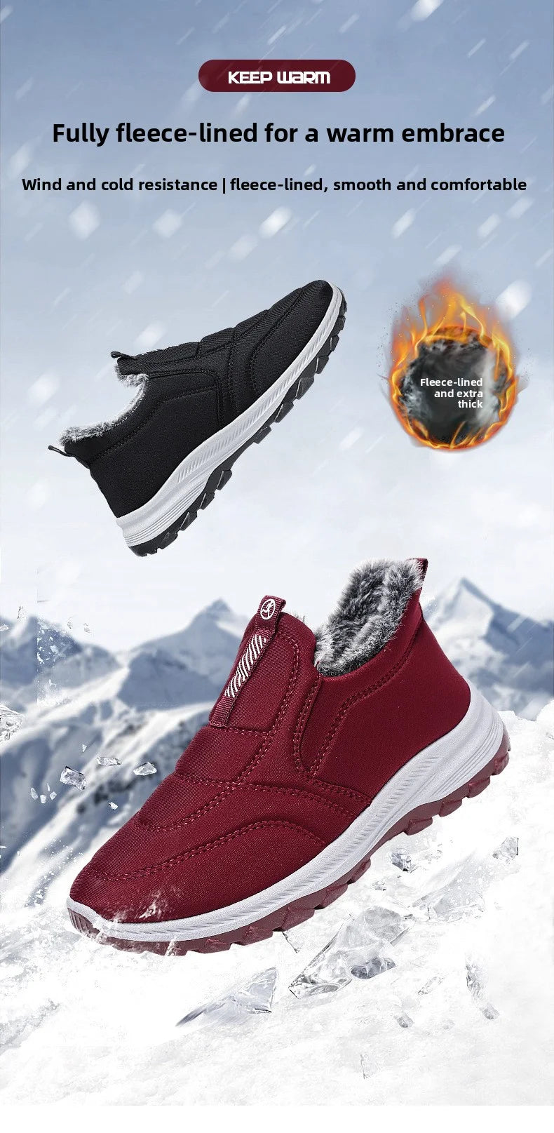 Women's Boots 2025 Winter Shoes For Women Ankle Boots Warm Fur Botas Mujer Waterproof Low Heels Snow Boots Winter Flat Shoes