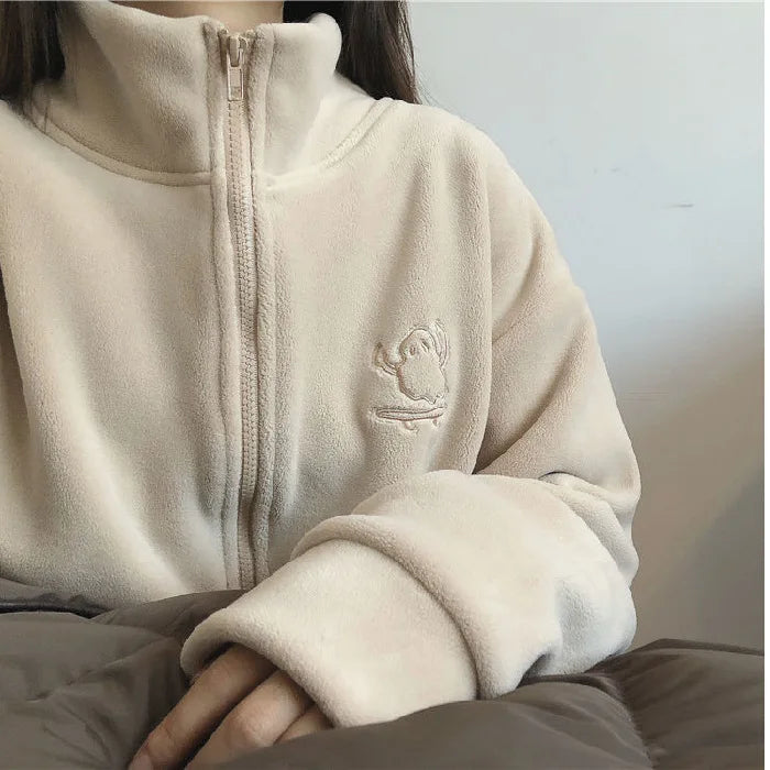 Winter Fleece Jacket for Women in Autumn Winter Lamb Wool Plus Velvet Sweatshirt 2025 New Style