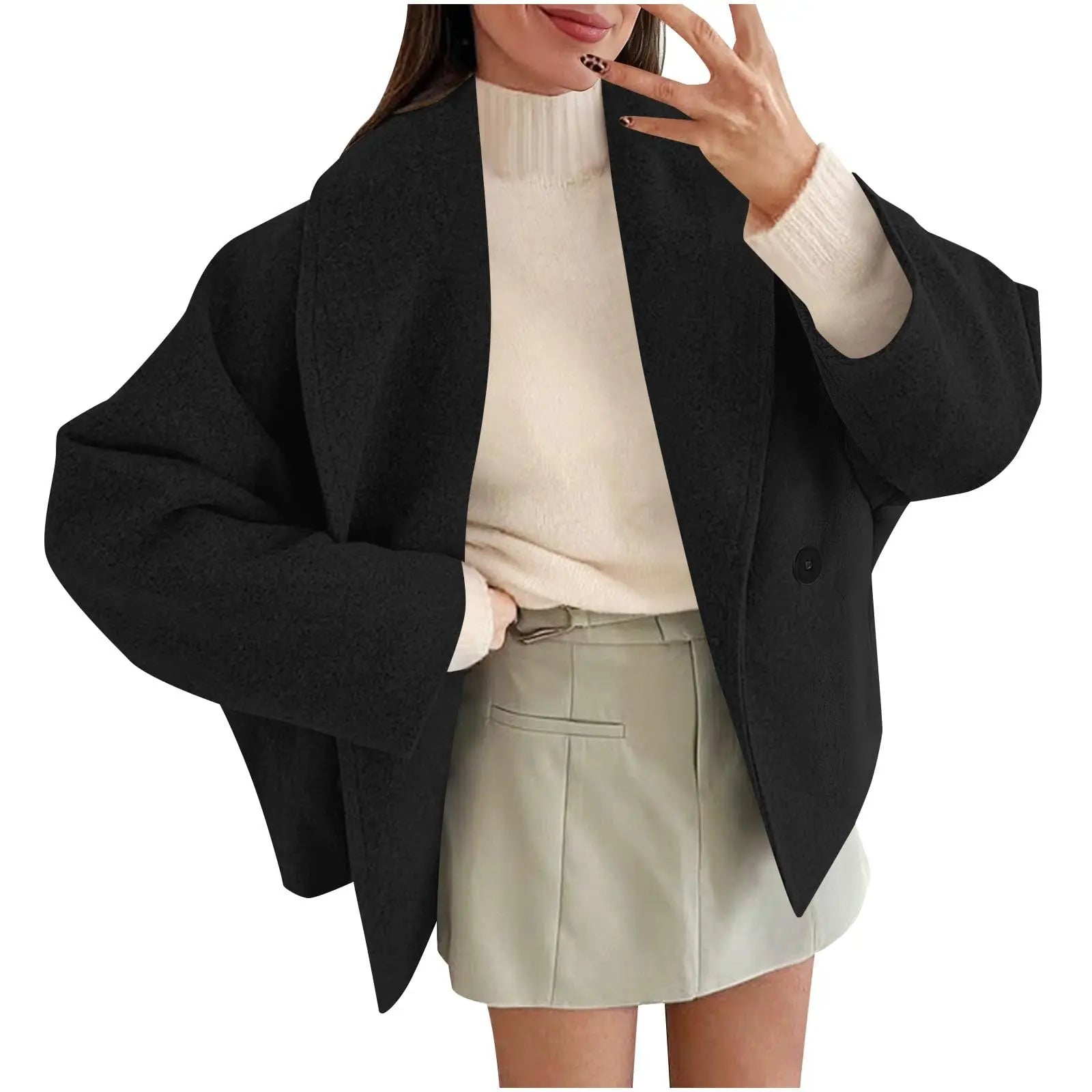 Female Winter Trendy Jackets Simple Solid Color With Button Casual Thermal Coat Women Soft Comfortable Daily Graceful Overcoat