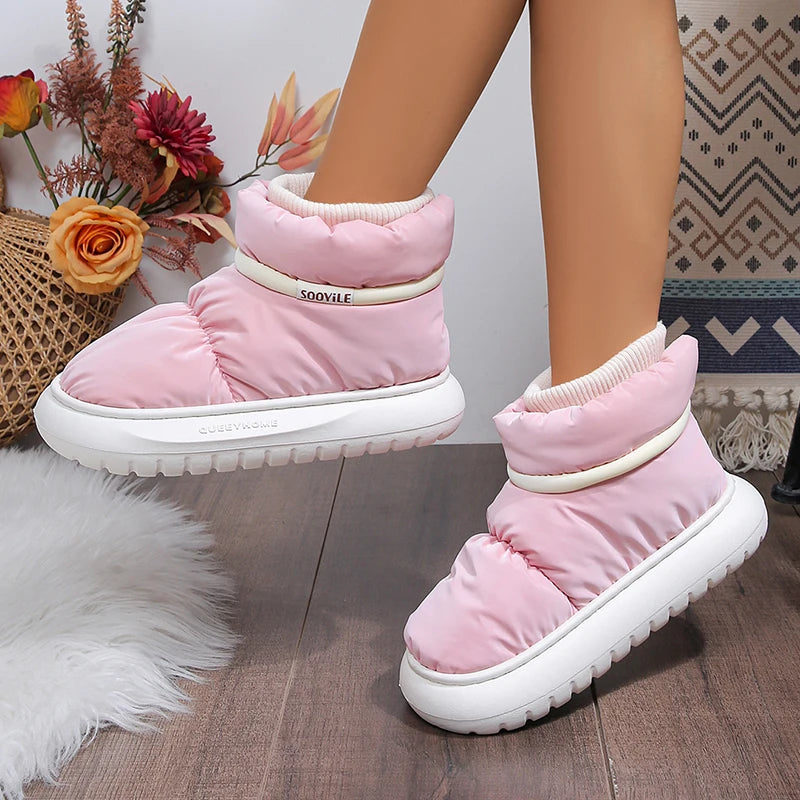 Women's Winter Warm Cotton Padded Shoes Thick Sole Down Waterproof Snow Boots for Women 2024 Non Slip Platform Ankle Botas Mujer