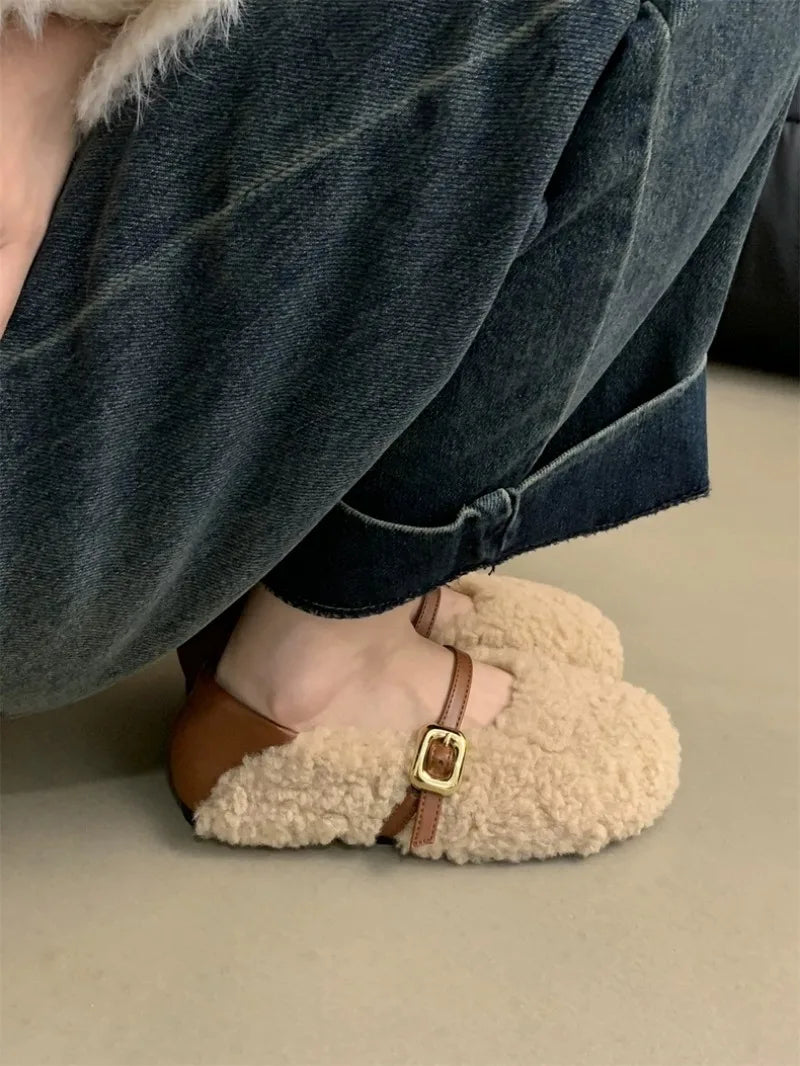 Winter Shoes Women Round Toe Slip-on Female Footwear Loafers Fur Casual Sneaker Autumn Modis Slip on Dress Moccasin New Fall