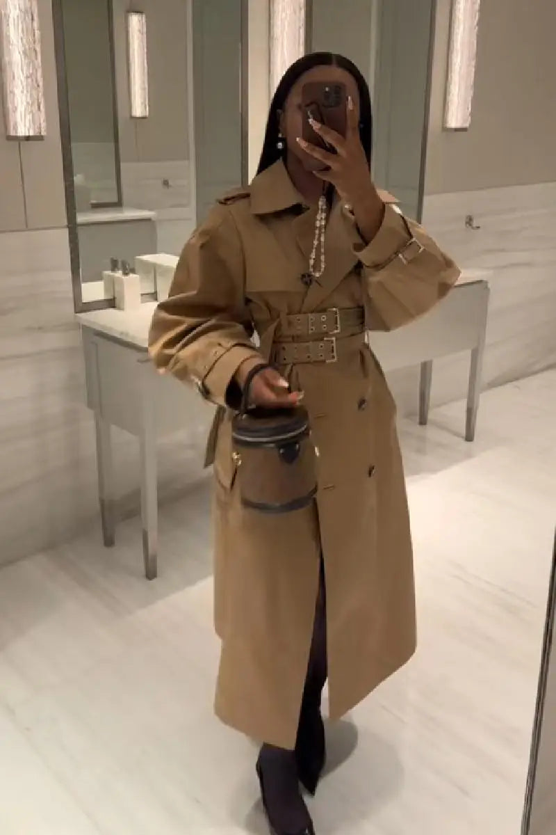 Chic Punk Trench Coat For Women Full Sleeve Loose Hooded Crop Coat Lapel Bat Sleeve Long Coats 2025 New Lady Y2k Fall Outwears