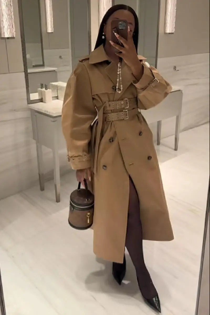 Chic Punk Trench Coat For Women Full Sleeve Loose Hooded Crop Coat Lapel Bat Sleeve Long Coats 2025 New Lady Y2k Fall Outwears