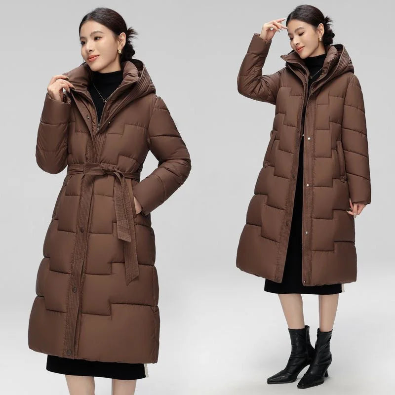 Long Winter Down Cotton Jacket For Women Winter Coat Jacket Warm Down Cotton Parkas 2025 New Female Slim Women's Hooded Overcoat