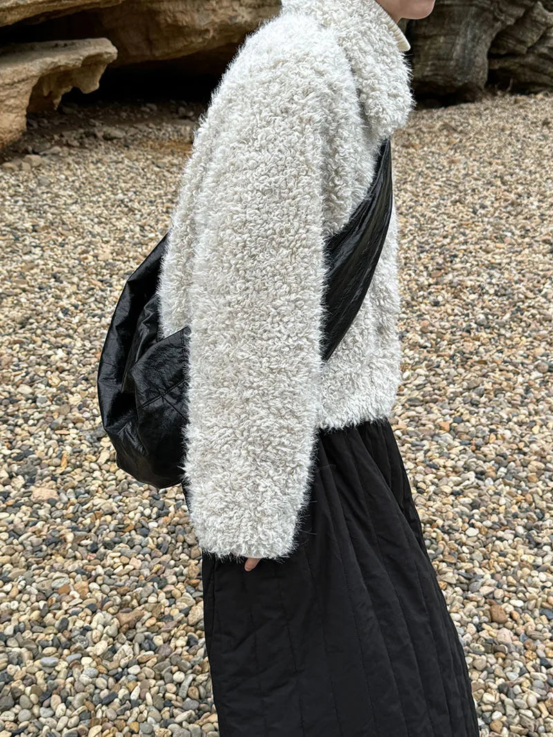 2024 Women Winter Warm Coat Furry Lambswool Coat Turn Down Coat Thick Jacket Tops For Women Coat Casaco Feminino