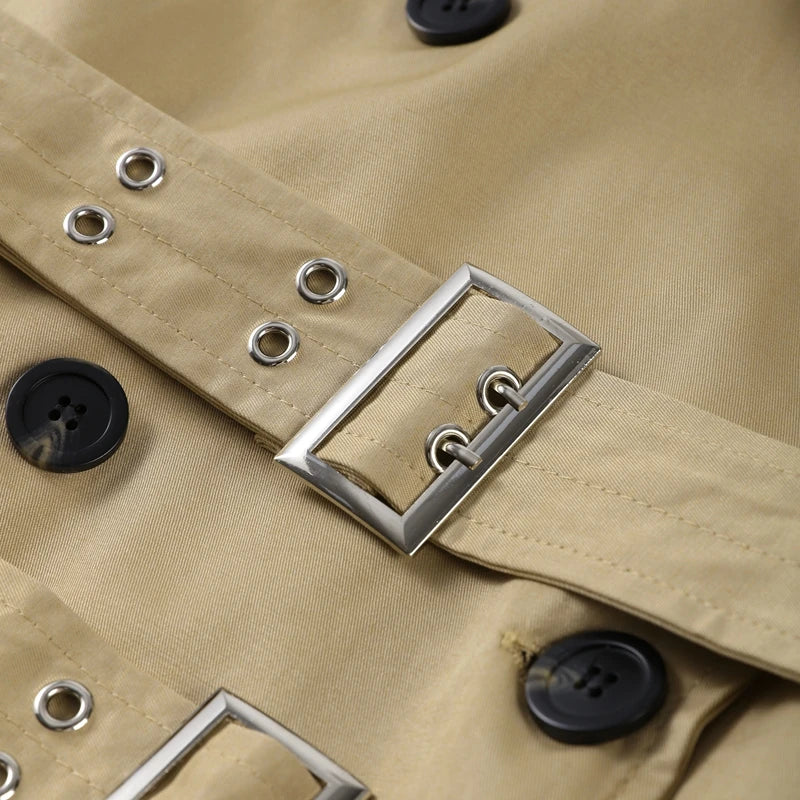 Chic Punk Trench Coat For Women Full Sleeve Loose Hooded Crop Coat Lapel Bat Sleeve Long Coats 2025 New Lady Y2k Fall Outwears