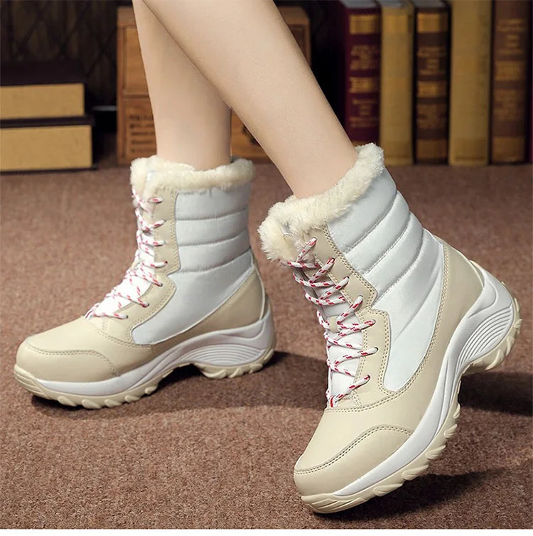 Boots Heels Winter Boots Women Lightweight Snow Boots Fur Combat Platform Botas Mujer Ankle Footwear Short Winter Shoes Woman