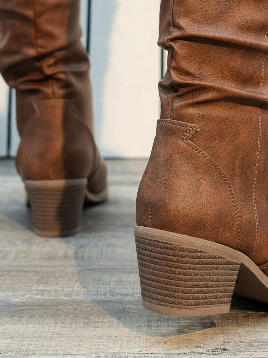 2024 New Autumn Winter Shoes for Women Slip-on Fashion Women Boots Sewing Daily Round Toe Square Heel Boots Women Botas De Mujer