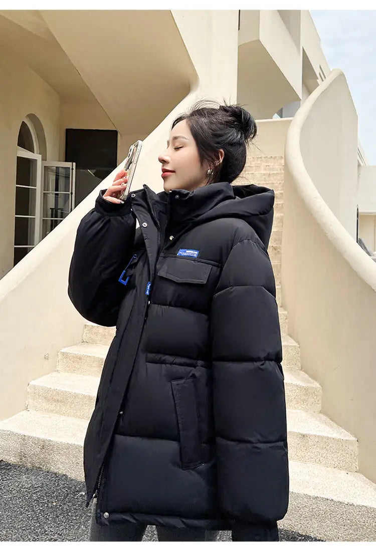 New Winter Women Down Cotton Jackets Casual Oversized Parkas Thick Warm Hooded Pattern Coats Female Winter Outwear Sports Parkas