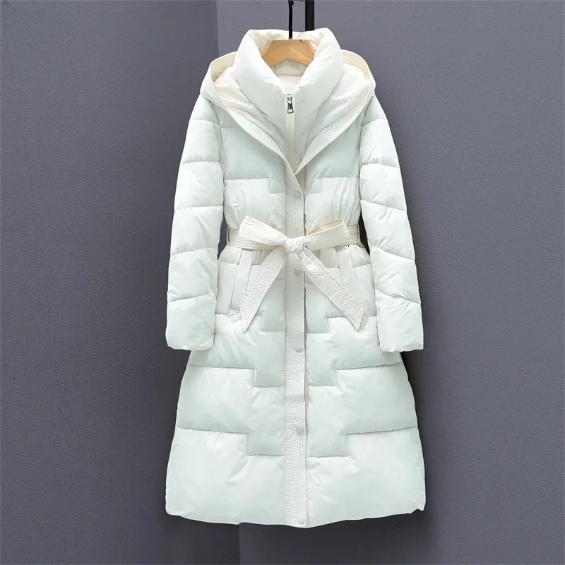 Long Winter Down Cotton Jacket For Women Winter Coat Jacket Warm Down Cotton Parkas 2025 New Female Slim Women's Hooded Overcoat