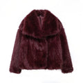 HH Winter Women Elegant Warm Plush Coat Turn-Down Collar Thick Cardigan Coat Female Pocket Long Sleeve Short Outerwear Mujer