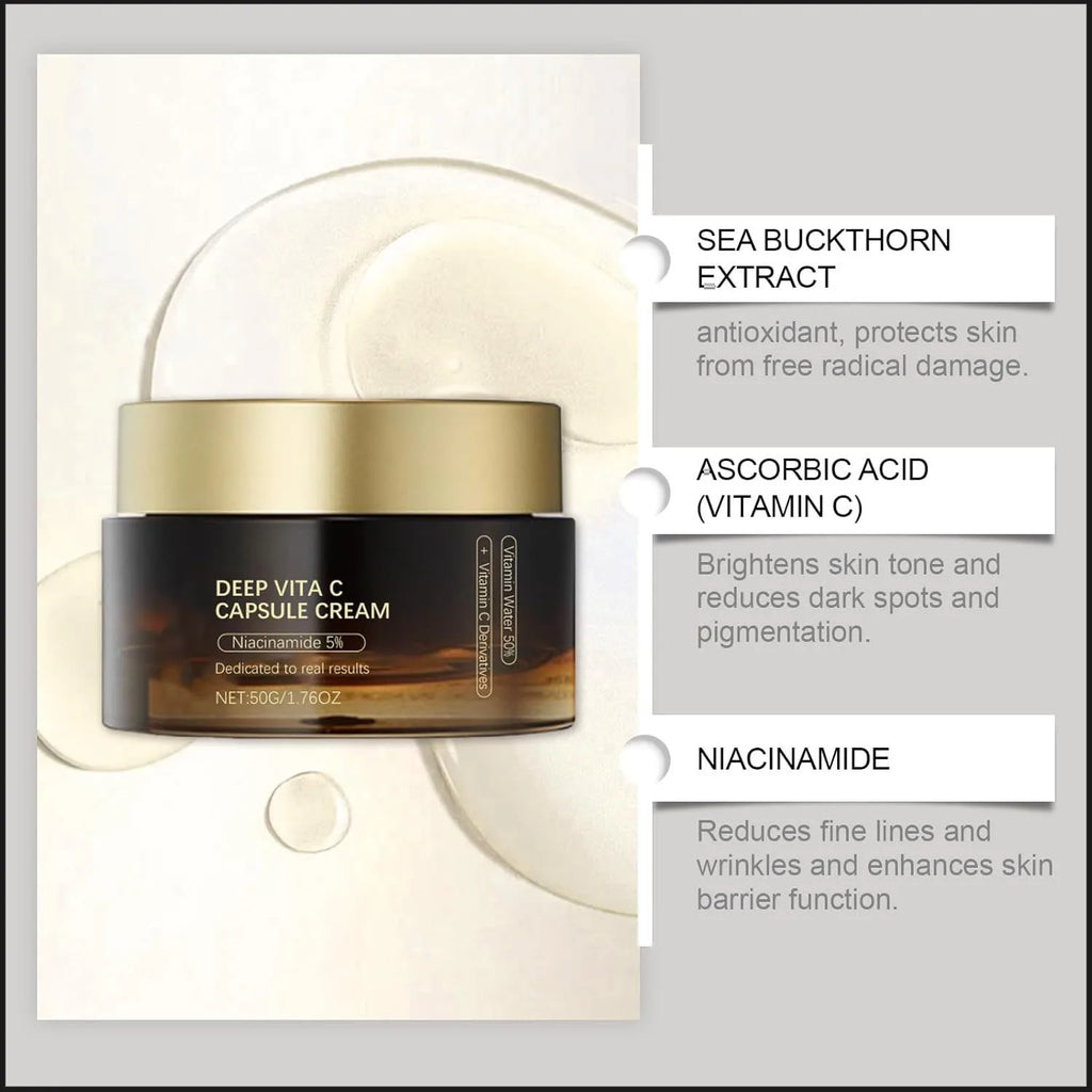 Deep Vitamin C Golden Capsule Hydrating Face Moisturizer, Antioxidant Protection, Lightweight Daily Skincare