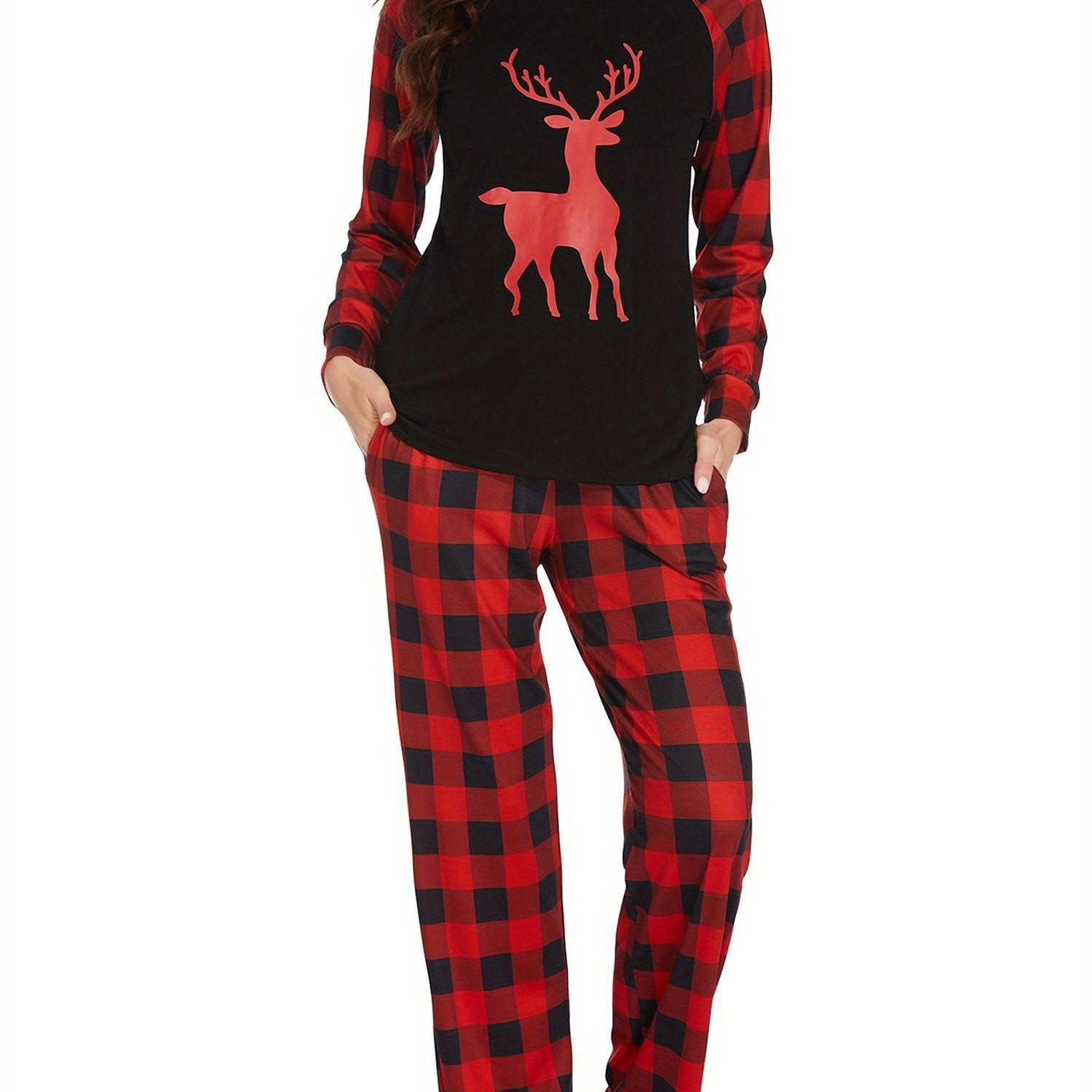 Christmas Pajamas for Family  Matching Sets Classic Plaid Xmas Soft Holiday Sleepwear  long pajama pants for women  wide leg lounge set family matching christmas pajamas Halloween house wear
