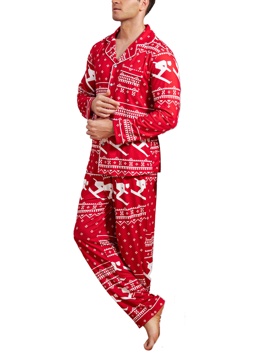 Christmas Family Matching Pajamas Mens Long Sleeve Button Pj Set Festival Party Sleepwear Christmas Pajamas for Family Matching Sets Classic Plaid Xmas Soft Holiday Sleepwear casual sets 2pcs comfy pajamas set vacation outfit