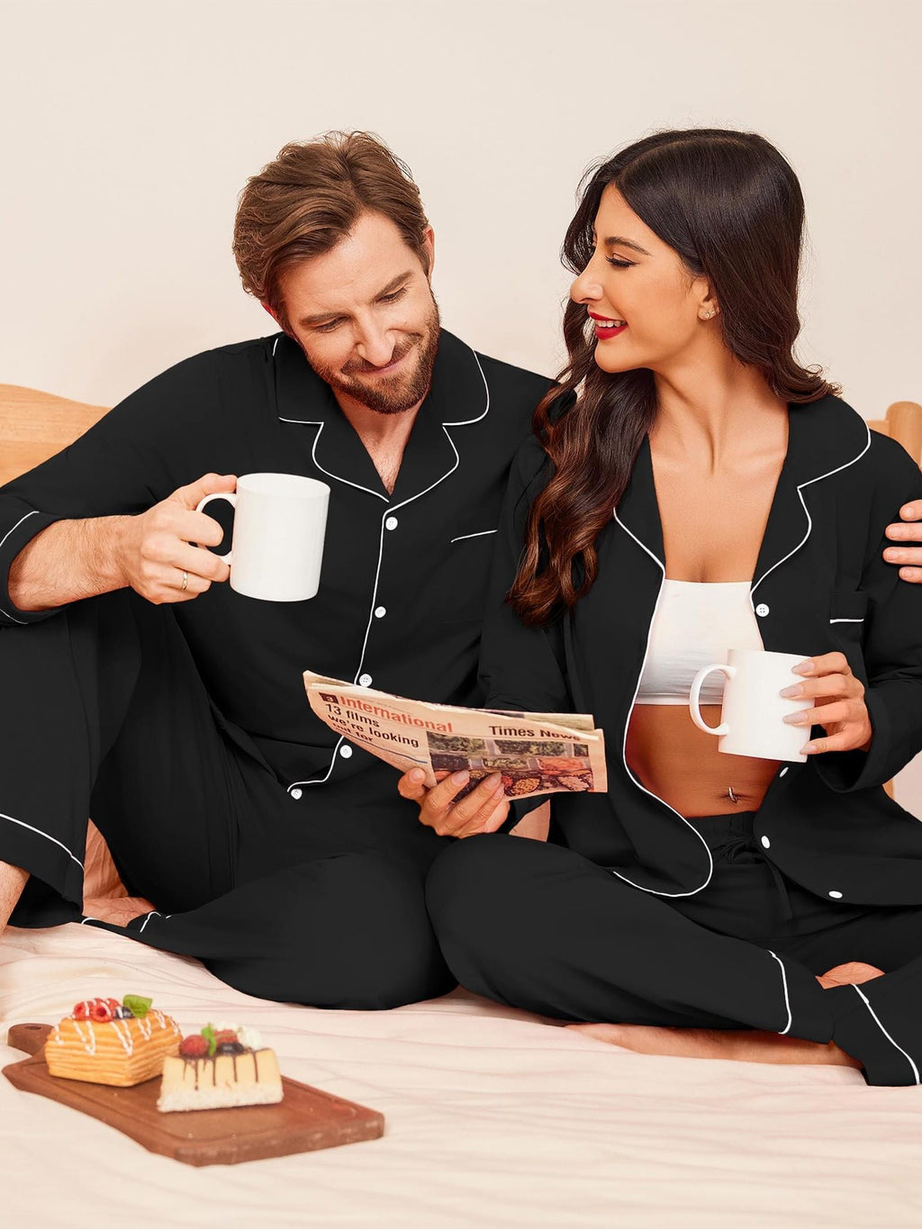 Womens Couple vacation Matching Pajamas 100% Long Sleeve Sleepwear Button Loungewear Pjs Set S-XXL, Summer Pajamas, Padded Nightwear For Women, Modal Pajamas Women, Womens Pyjama, Christmas Pajamas Women, Cat Pajamas For Wome