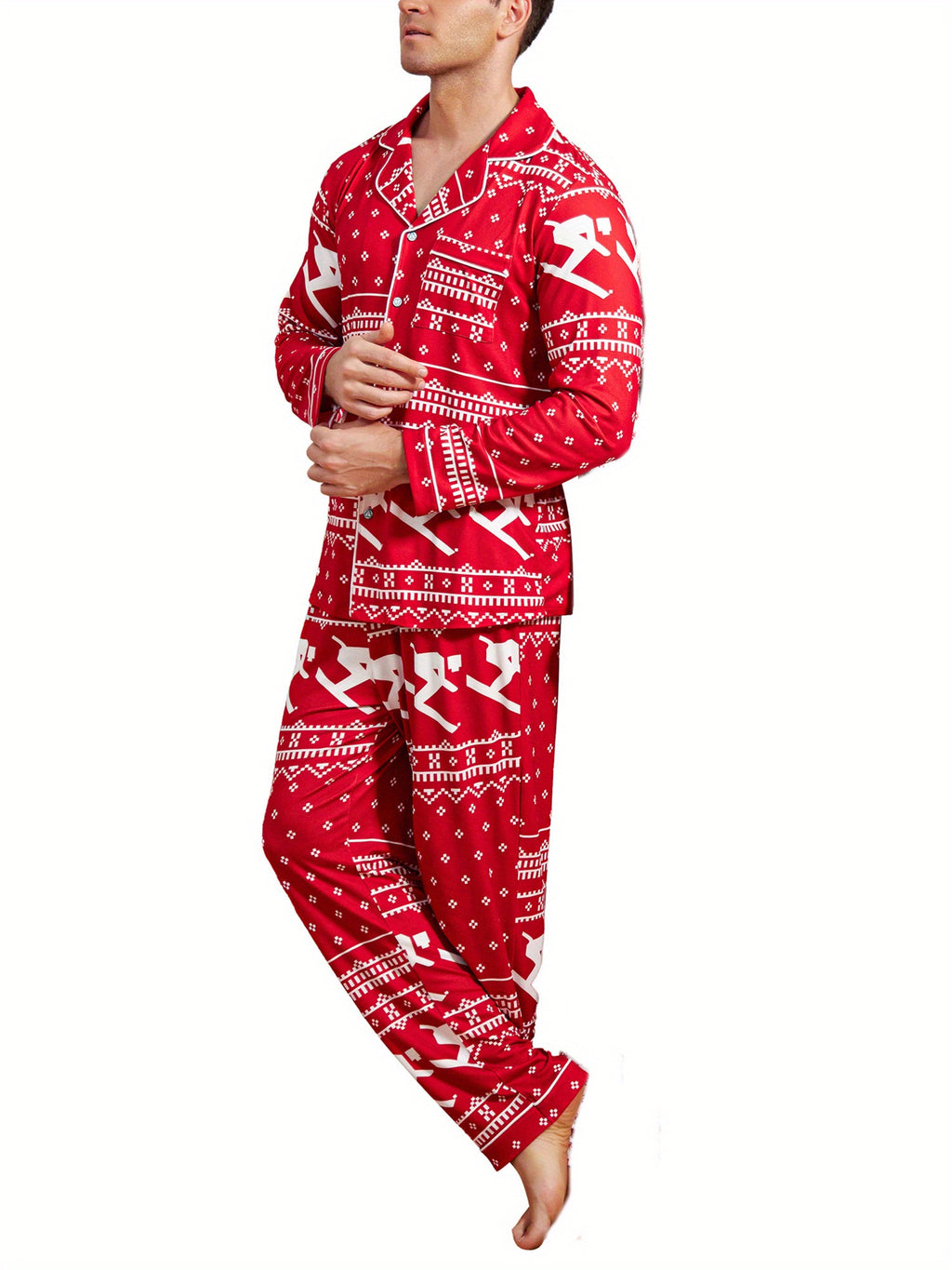 Mens Couple pajamas Festival Party Sleepwear Christmas Pajamas for Family Matching Sets Classic Plaid Xmas Soft Holiday Sleepwear 2pcs Long Sleeve Button Pj Set casual sets comfy pajamas set vacation outfits Christmas Family