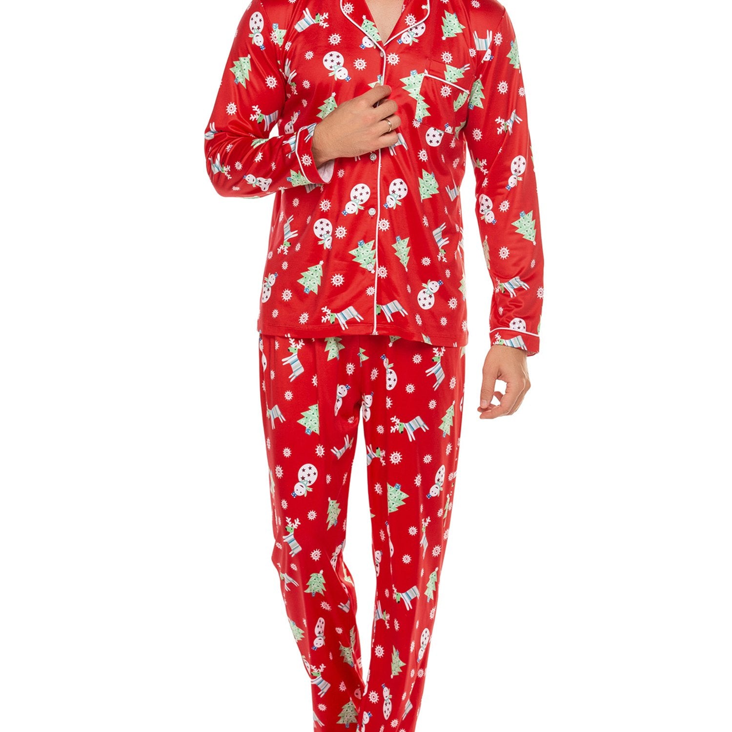 Christmas Family Matching Pajamas Mens Long Sleeve Button Pj Set Festival Party Sleepwear Christmas Pajamas for Family Matching Sets Classic Plaid Xmas Soft Holiday Sleepwear casual sets 2pcs comfy pajamas set vacation outfit