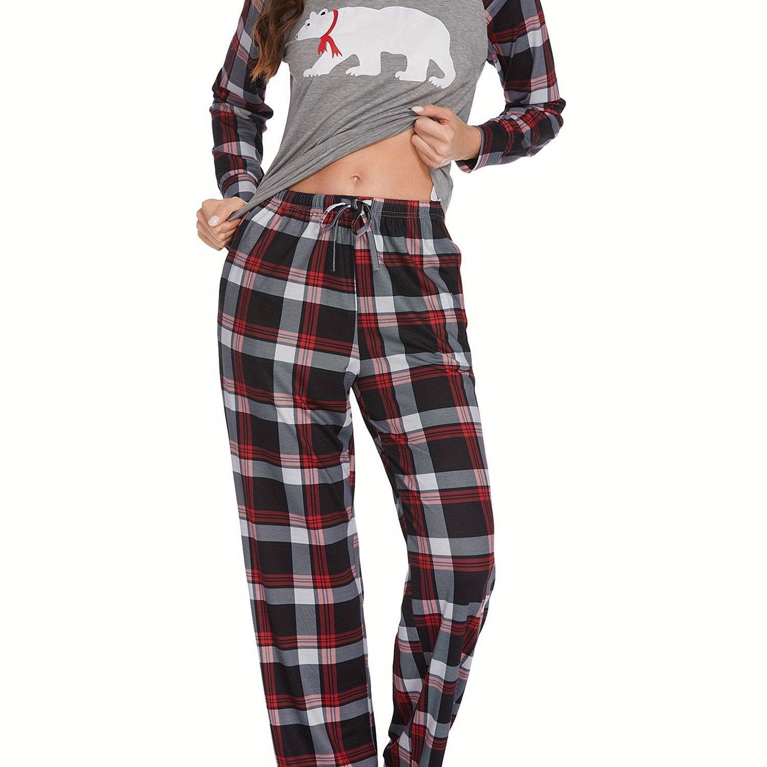Christmas Pajamas for Family  Matching Sets Classic Plaid Xmas Soft Holiday Sleepwear  long pajama pants for women  wide leg lounge set family matching christmas pajamas Halloween house wear
