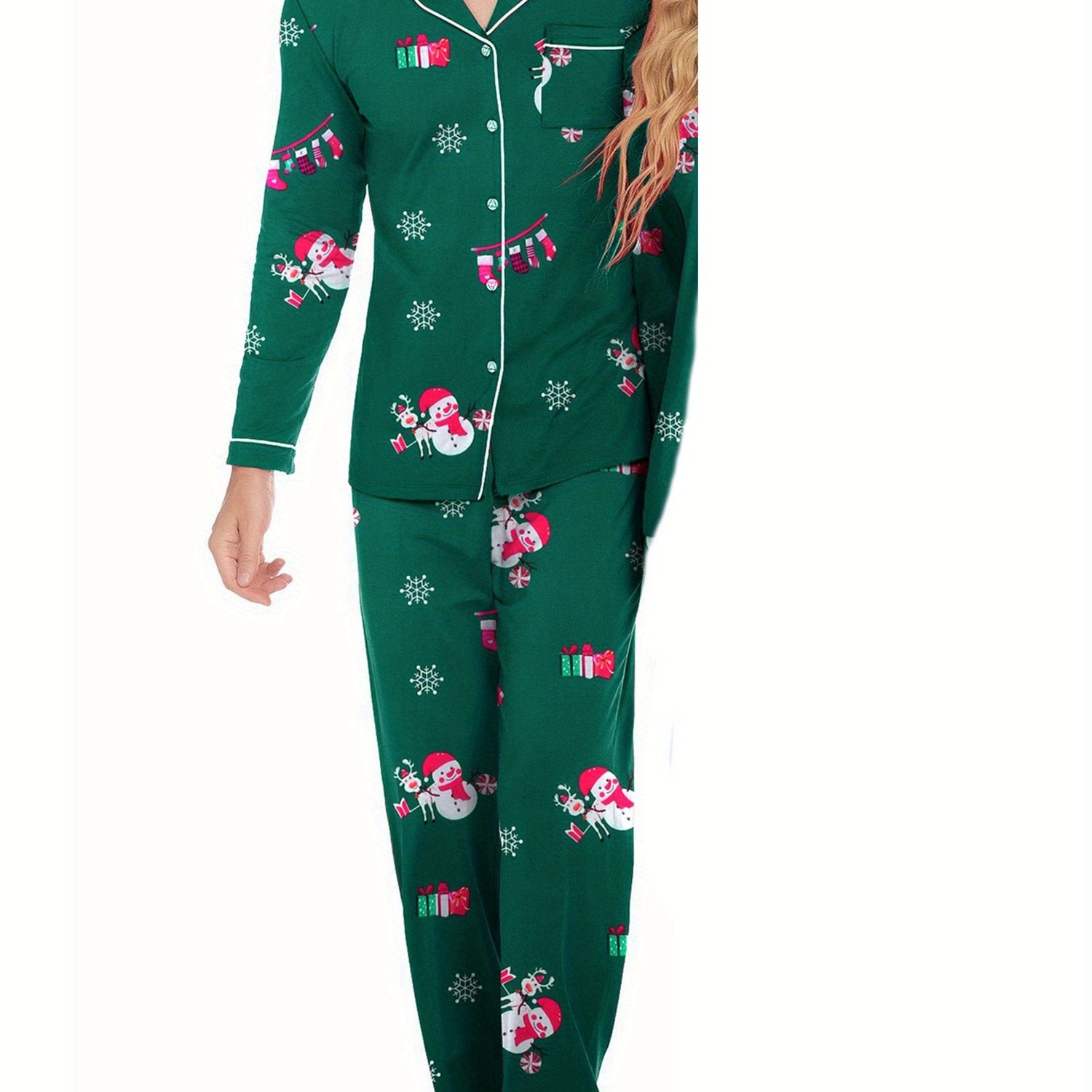 Christmas Family Matching Pajamas Mens Long Sleeve Button Pj Set Festival Party Sleepwear Christmas Pajamas for Family Matching Sets Classic Plaid Xmas Soft Holiday Sleepwear casual sets 2pcs comfy pajamas set vacation outfit