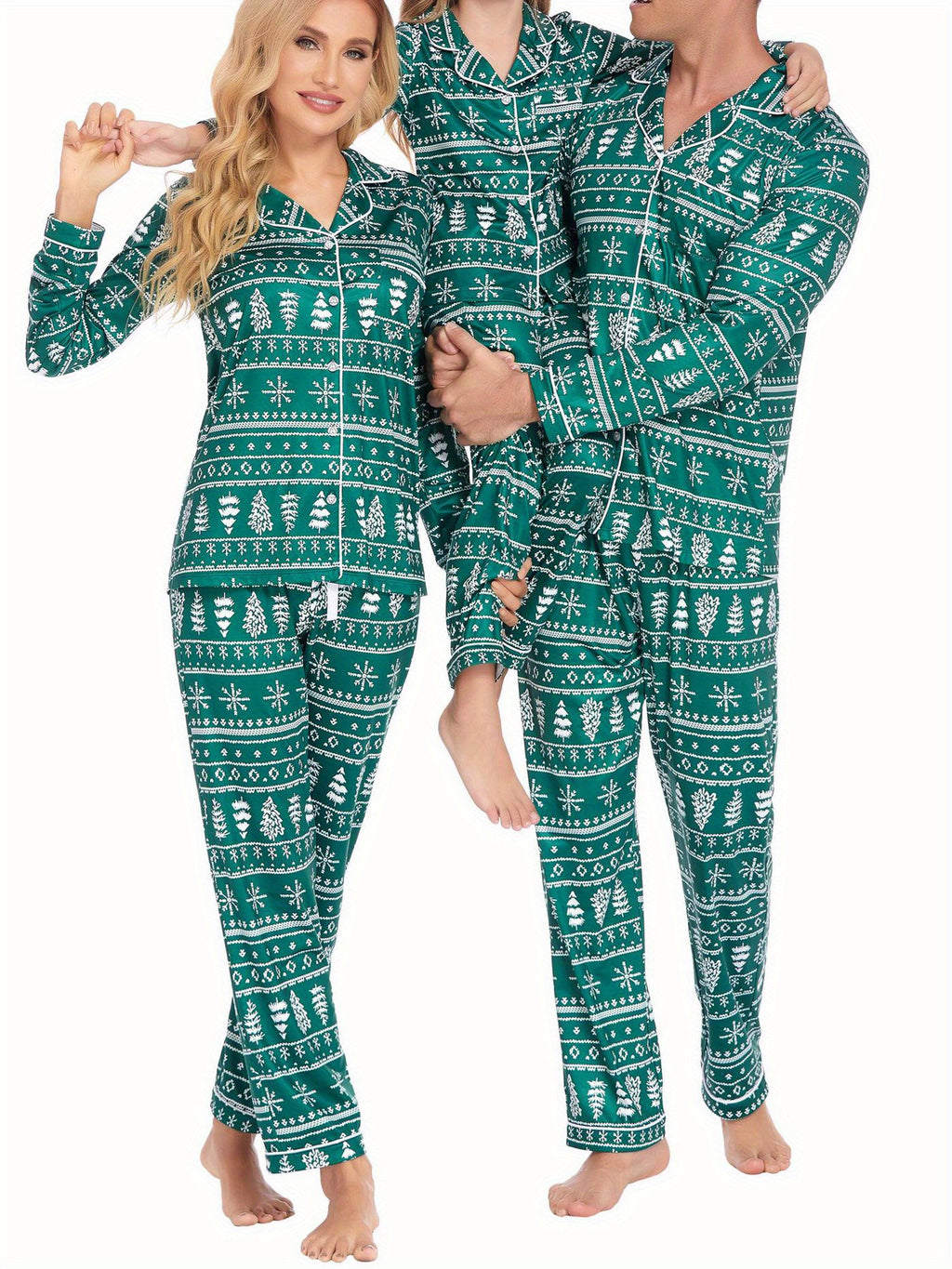 Christmas Family Matching Pajamas Mens Long Sleeve Button Pj Set Festival Party Sleepwear Christmas Pajamas for Family Matching Sets Classic Plaid Xmas Soft Holiday Sleepwear casual sets 2pcs comfy pajamas set vacation outfit