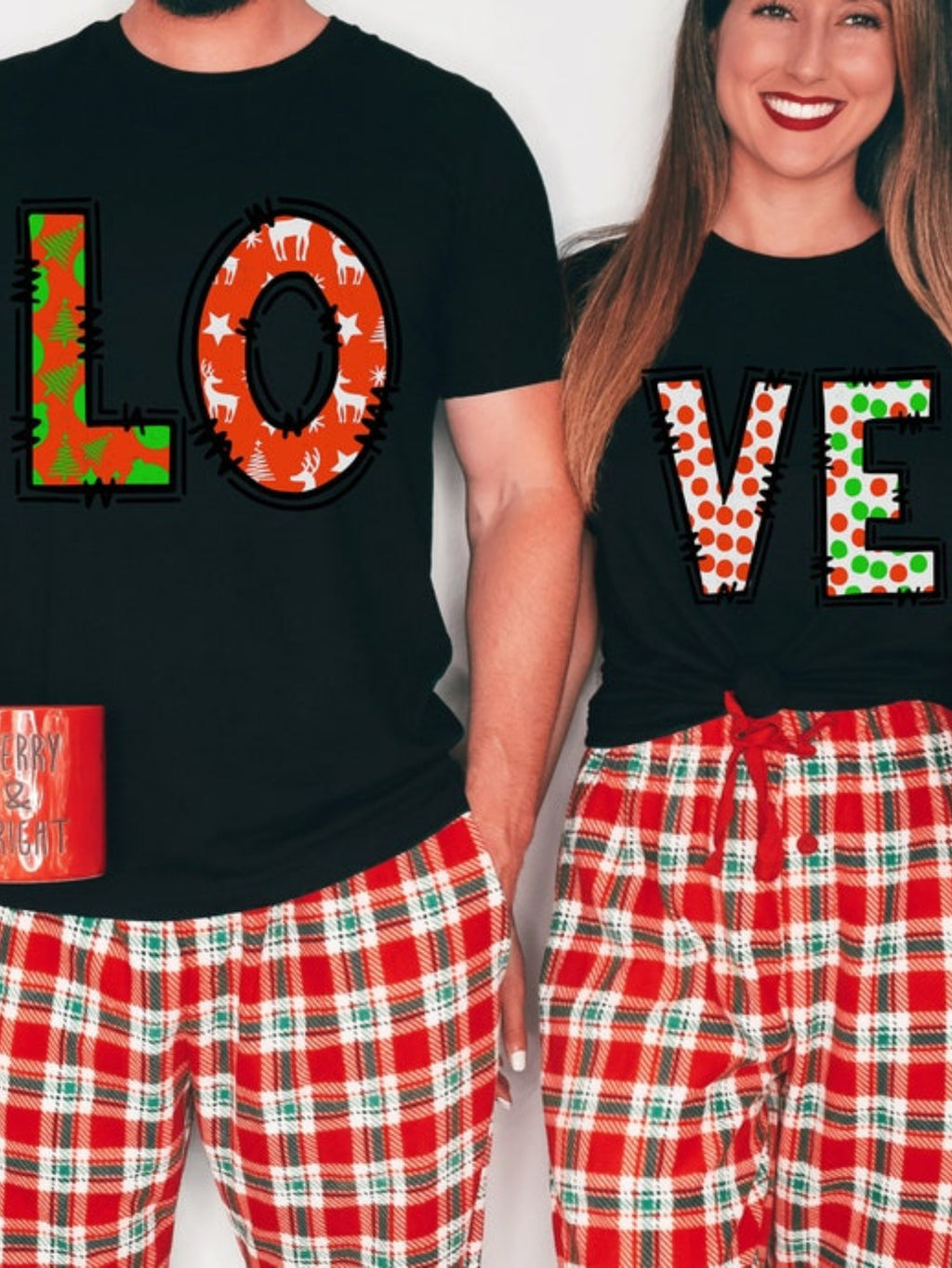 Couple'S Comfortable Christmas Pajamas Suit-Matching Family Shirt, Casual round Neck Short Sleeves, Machine Washable, Opaque, 340G for All Seasons