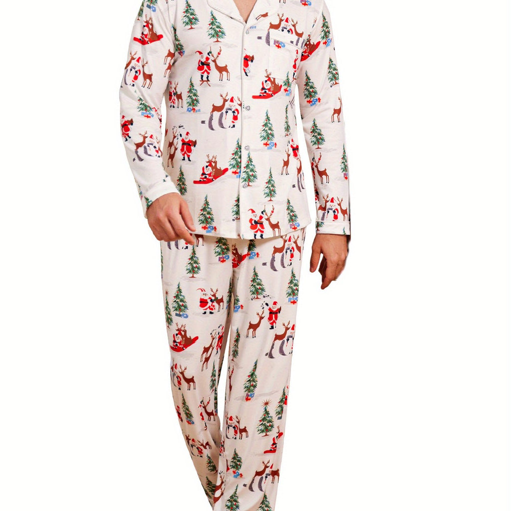 Mens Couple pajamas Festival Party Sleepwear Christmas Pajamas for Family Matching Sets Classic Plaid Xmas Soft Holiday Sleepwear 2pcs Long Sleeve Button Pj Set casual sets comfy pajamas set vacation outfits Christmas Family