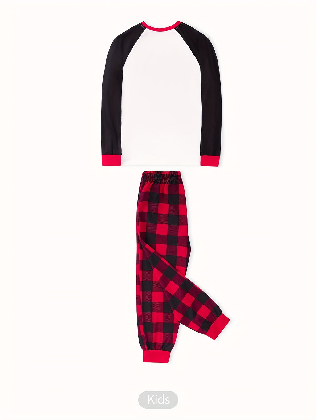 MOSSRIVER Christmas Family Matching Soft Reindeer Print Pajama Set - Cozy Long Sleeve & Pants, Red & Black Plaid Design with Santa & Reindeer, Perfect for Holiday Celebrations, All-Season Comfort, Christmas Pajamas, Christmas