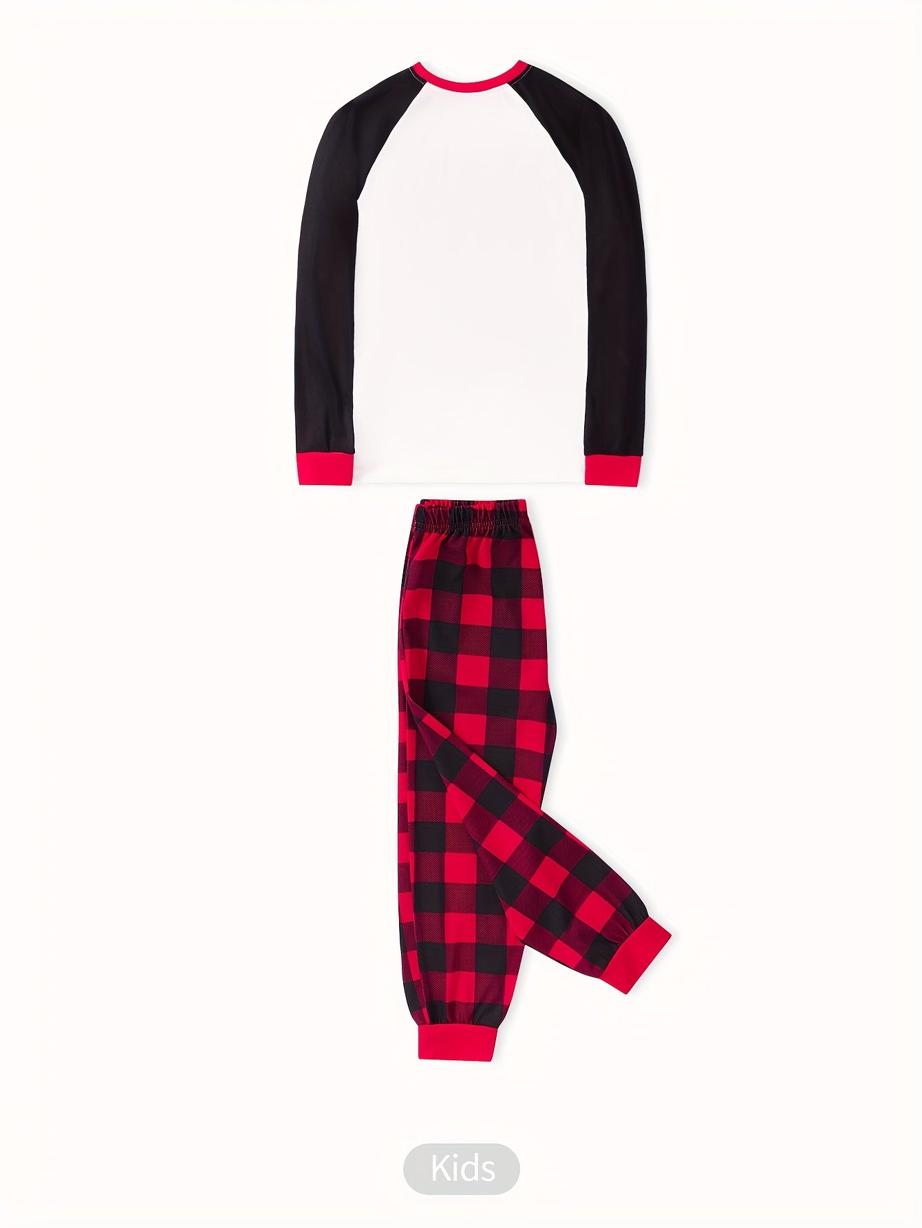 MOSSRIVER Christmas Family Matching Soft Reindeer Print Pajama Set - Cozy Long Sleeve & Pants, Red & Black Plaid Design with Santa & Reindeer, Perfect for Holiday Celebrations, All-Season Comfort, Christmas Pajamas, Christmas