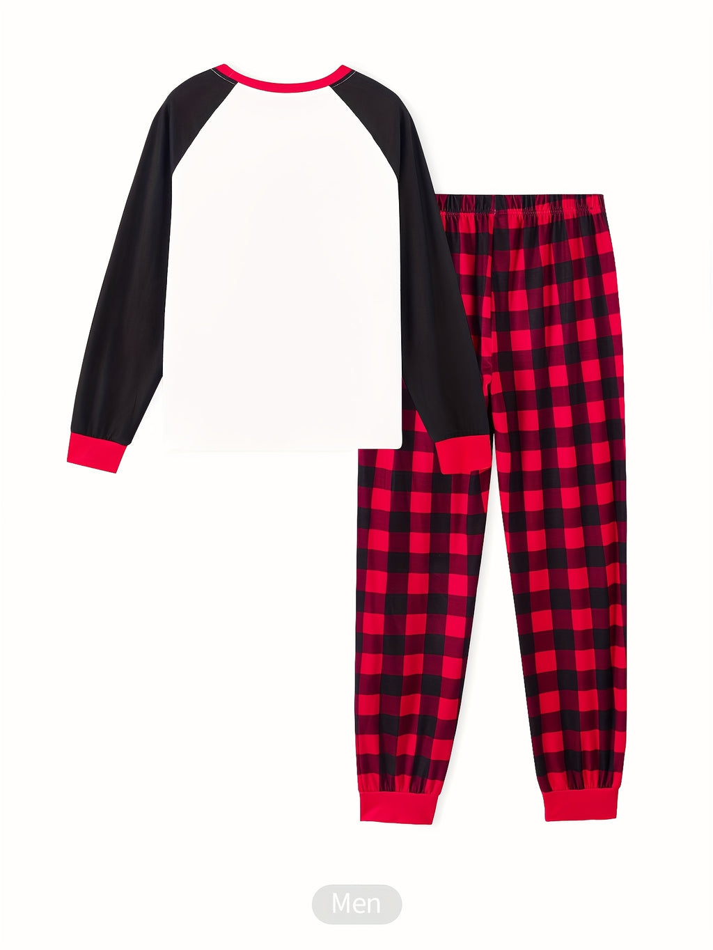 MOSSRIVER Christmas Family Matching Soft Reindeer Print Pajama Set - Cozy Long Sleeve & Pants, Red & Black Plaid Design with Santa & Reindeer, Perfect for Holiday Celebrations, All-Season Comfort, Christmas Pajamas, Christmas