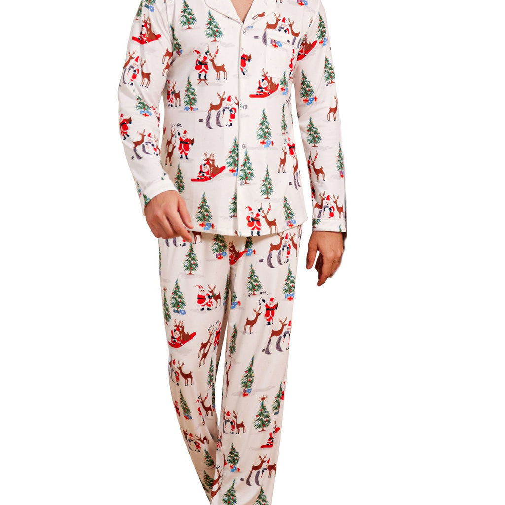 Christmas Family Matching Pajamas Mens Long Sleeve Button Pj Set Festival Party Sleepwear Christmas Pajamas for Family Matching Sets Classic Plaid Xmas Soft Holiday Sleepwear casual sets 2pcs comfy pajamas set vacation outfit