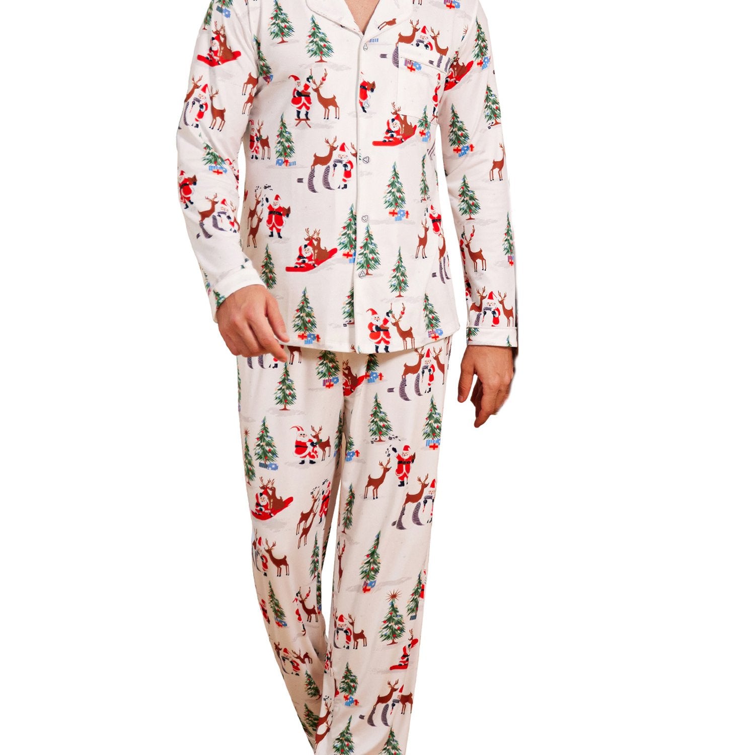 Christmas Family Matching Pajamas Mens Long Sleeve Button Pj Set Festival Party Sleepwear Christmas Pajamas for Family Matching Sets Classic Plaid Xmas Soft Holiday Sleepwear casual sets 2pcs comfy pajamas set vacation outfit